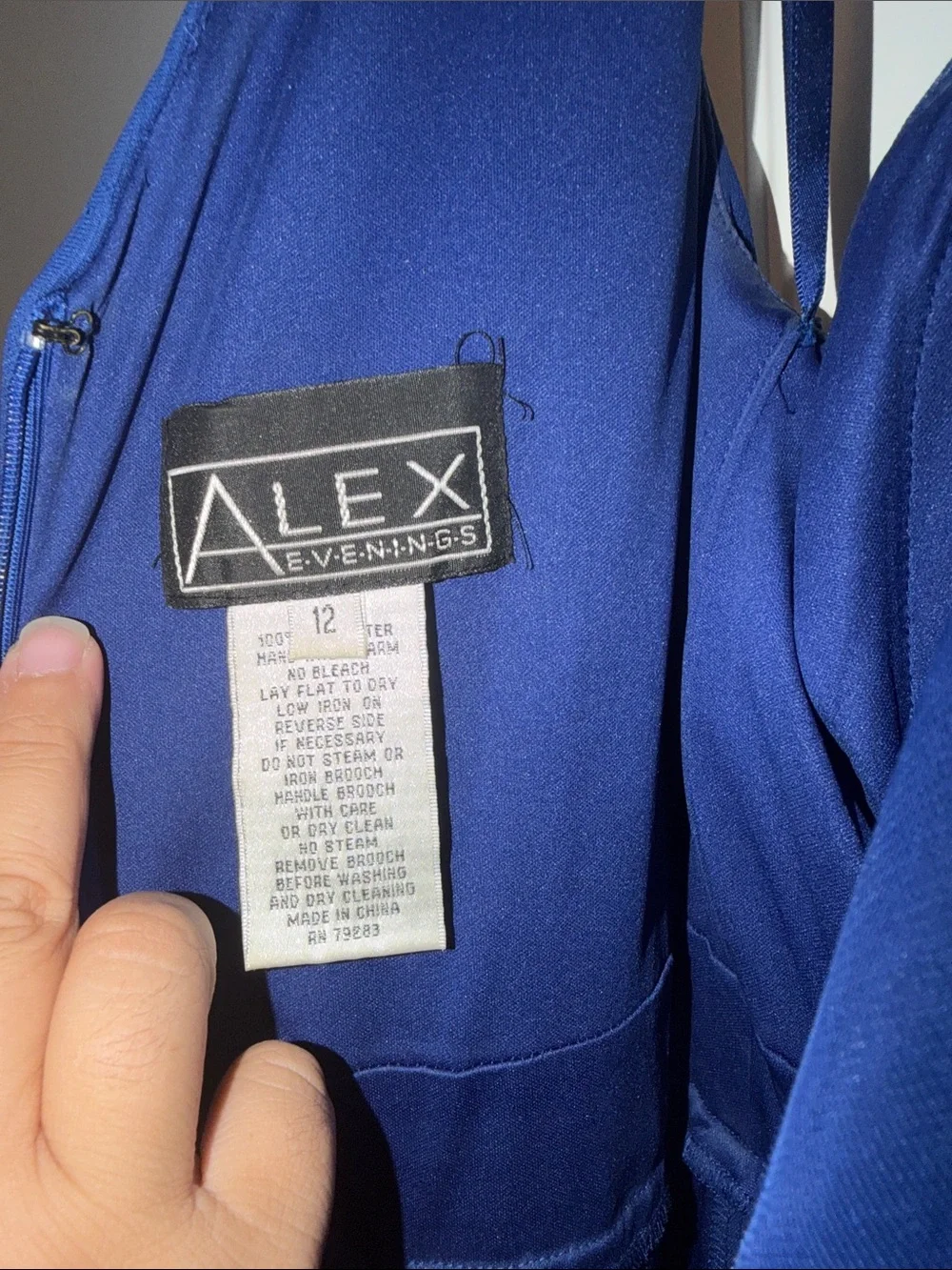 Alex Evenings Royal Blue Pleated Halter Maxi Dress with Jewel Accent size 12